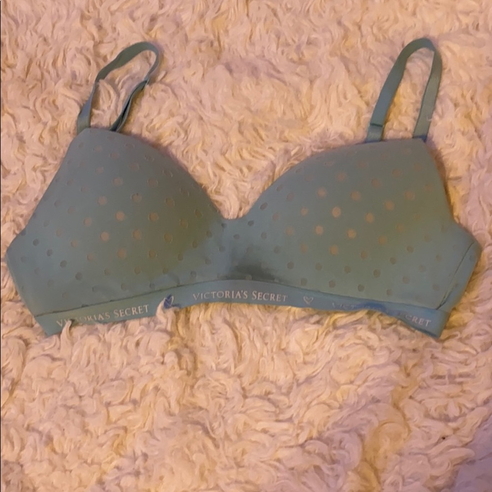 Victoria’s Secret blue polka-dotted padded bra